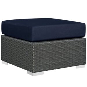 Sojourn Outdoor Patio Sunbrella® Ottoman in Canvas Navy by Modway