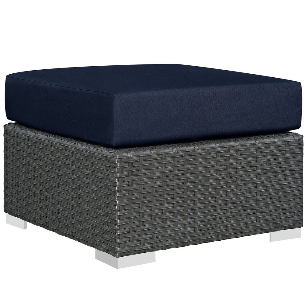 Sojourn 3 Piece Outdoor Patio Sunbrella® Sectional Set in Canvas Navy by Modway - Image 5