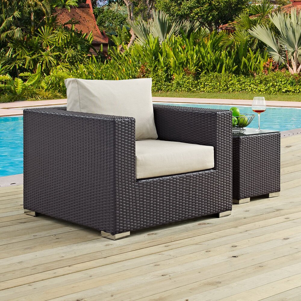 Convene Outdoor Patio Armchair in Espresso Beige by Modway - Image 4