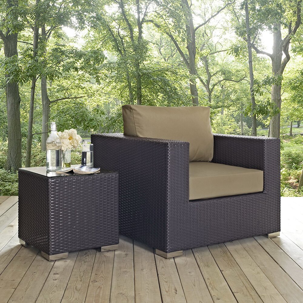 Convene Outdoor Patio Armchair in Espresso Mocha by Modway - Image 4