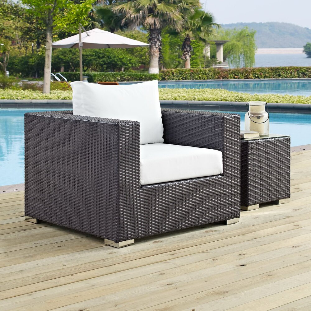 Convene Outdoor Patio Armchair in Espresso White by Modway - Image 4