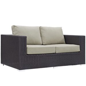 Convene Outdoor Patio Loveseat in Espresso Beige by Modway