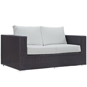 Convene Outdoor Patio Loveseat in Espresso White by Modway