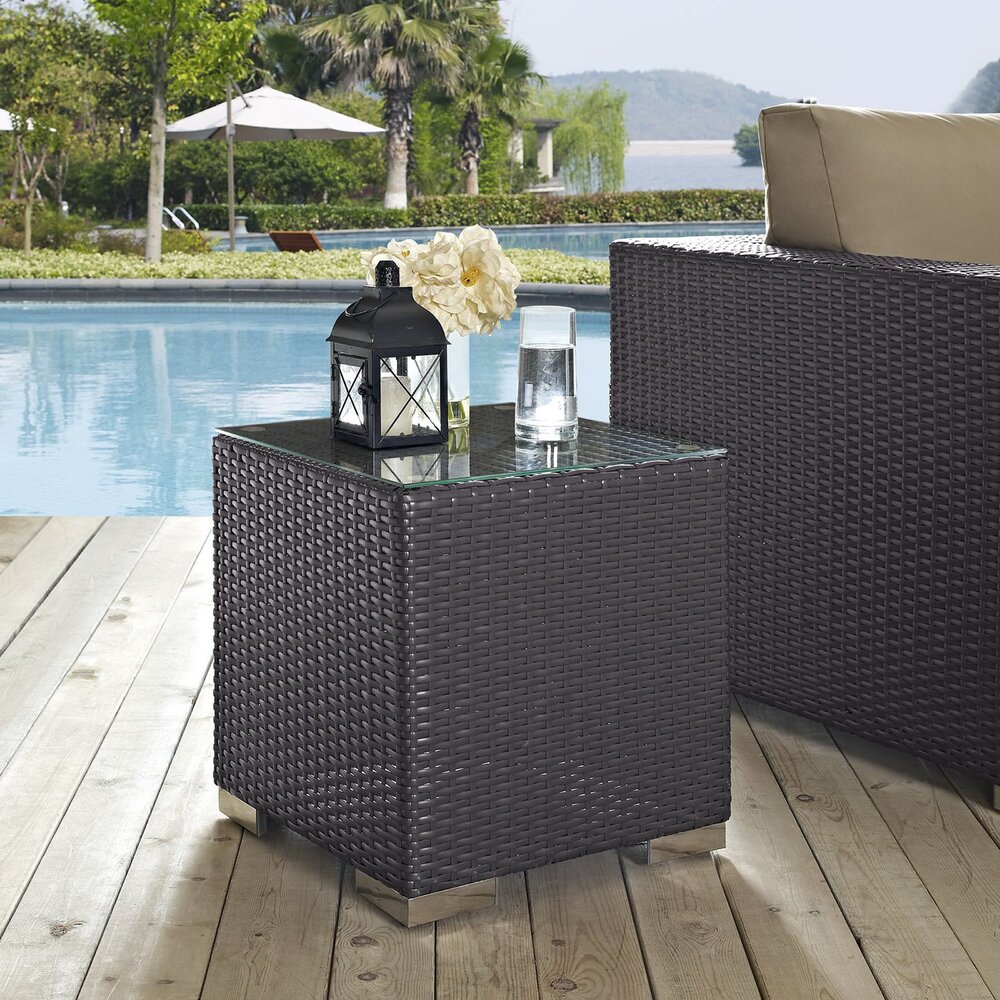 Convene Outdoor Patio Side Table in Espresso by Modway - Image 3