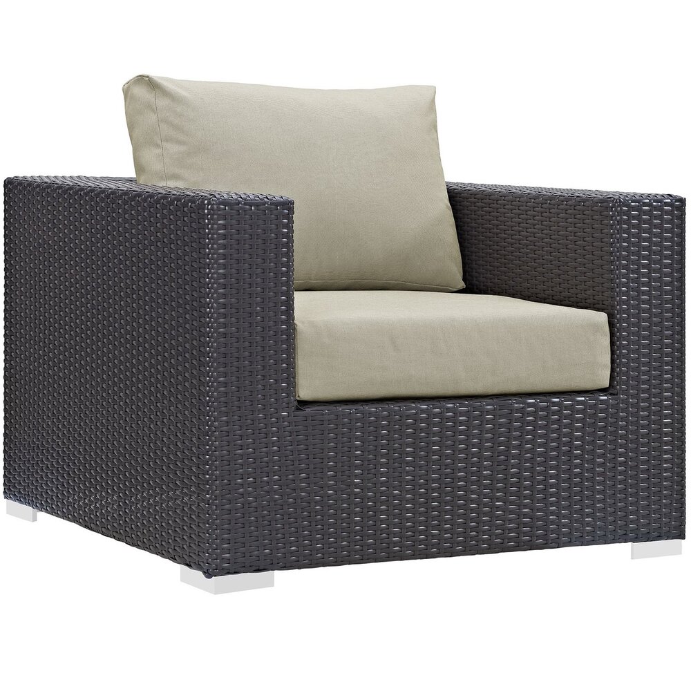 Convene 7 Piece Outdoor Patio Sectional Set in Espresso Beige by Modway - Image 5