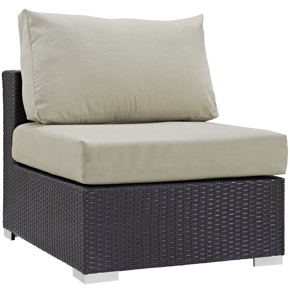 Convene 7 Piece Outdoor Patio Sectional Set in Espresso Beige by Modway - Image 6