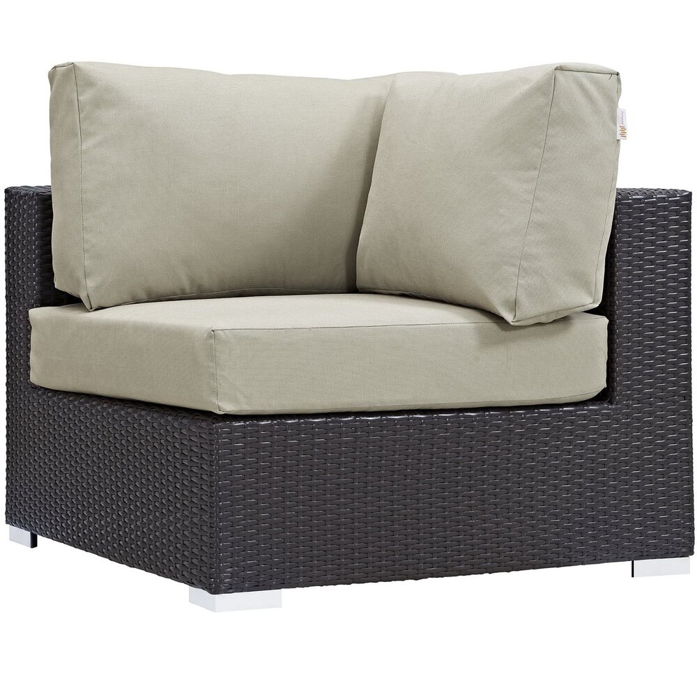 Convene 7 Piece Outdoor Patio Sectional Set in Espresso Beige by Modway - Image 7