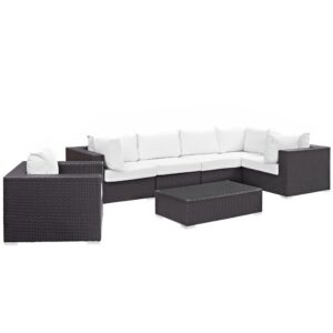 Convene 7 Piece Outdoor Patio Sectional Set in Espresso White by Modway