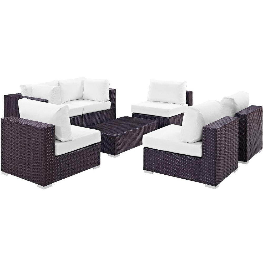 Convene 7 Piece Outdoor Patio Sectional Set in Espresso White by Modway