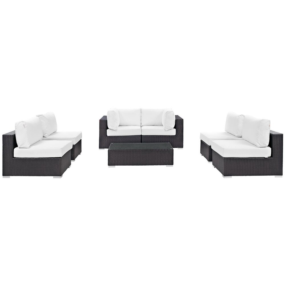 Convene 7 Piece Outdoor Patio Sectional Set in Espresso White by Modway - Image 3
