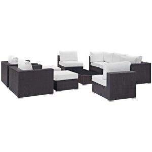 Convene 10 Piece Outdoor Patio Sectional Set in Espresso White by Modway