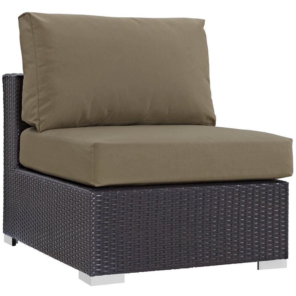 Convene 5 Piece Outdoor Patio Sectional Set in Espresso Mocha by Modway - Image 3