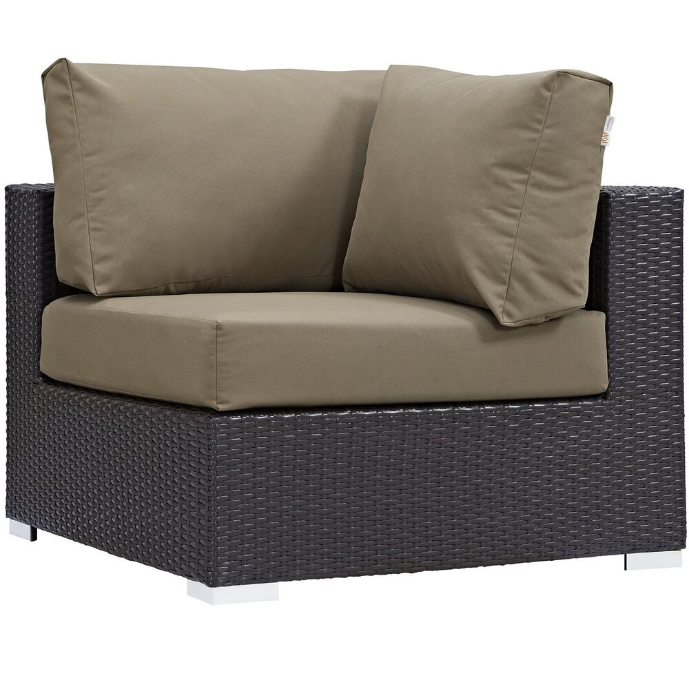Convene 5 Piece Outdoor Patio Sectional Set in Espresso Mocha by Modway - Image 4