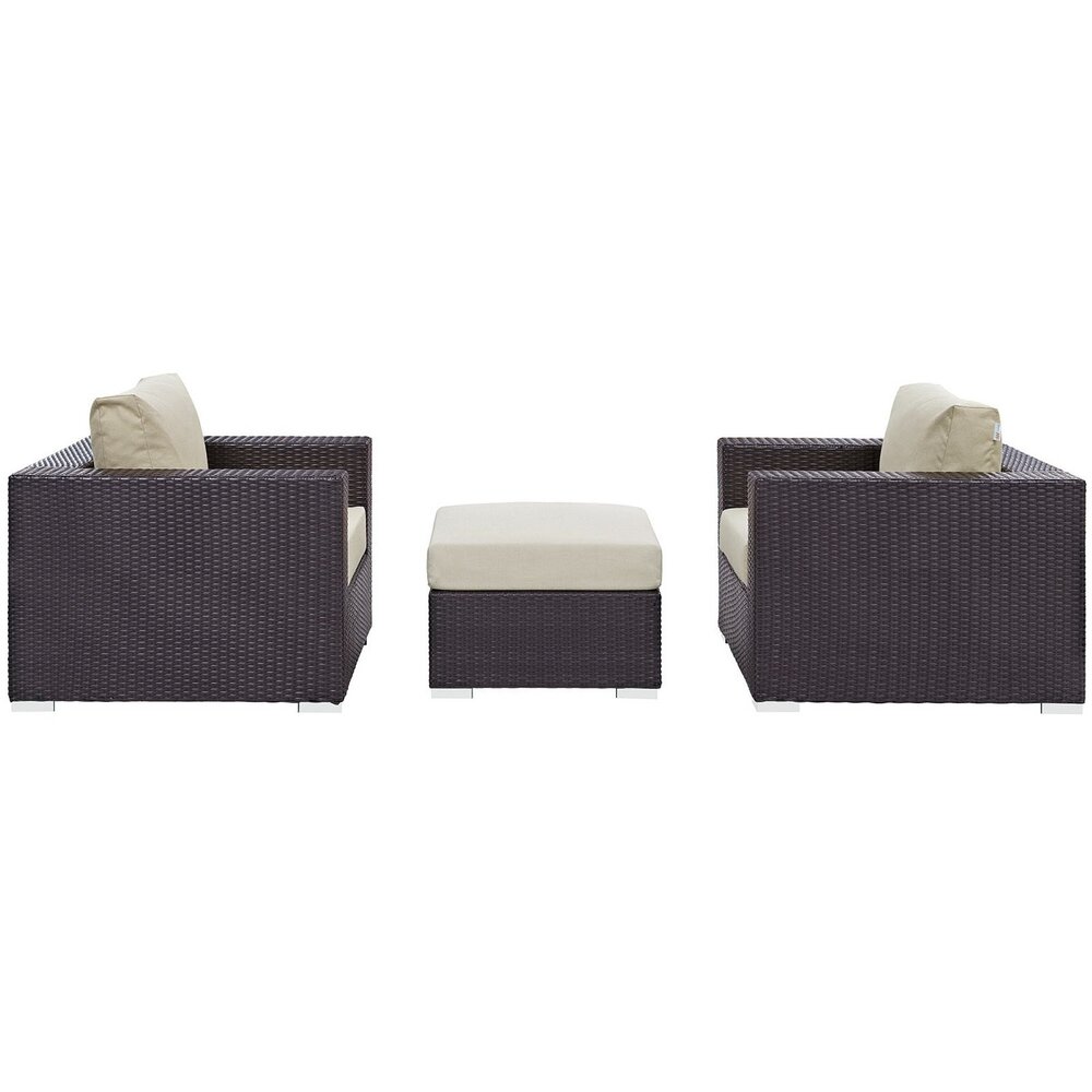 Convene 3 Piece Outdoor Patio Sofa Set in Espresso Beige by Modway - Image 2