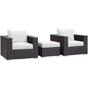 Convene 3 Piece Outdoor Patio Sofa Set in Espresso White by Modway