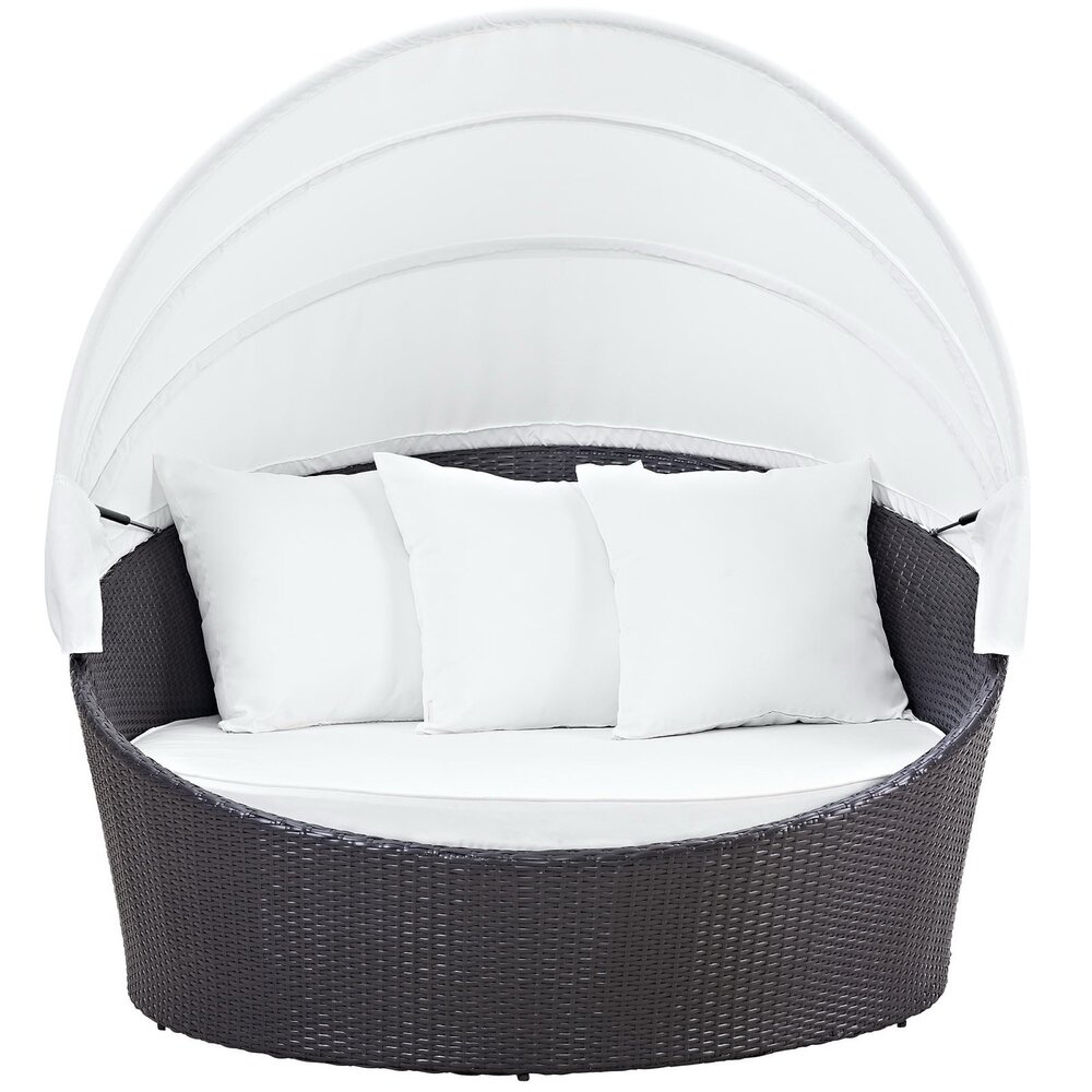 Convene Canopy Outdoor Patio Daybed in Espresso White by Modway - Image 3