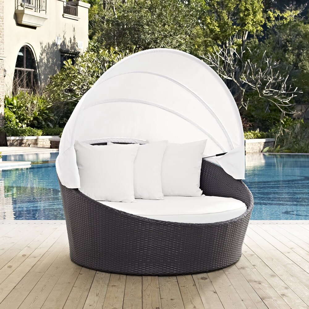 Convene Canopy Outdoor Patio Daybed in Espresso White by Modway - Image 4