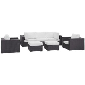 Convene 7 Piece Outdoor Patio Sectional Set in Espresso White by Modway