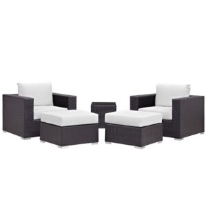 Convene 5 Piece Outdoor Patio Sectional Set in Espresso White by Modway