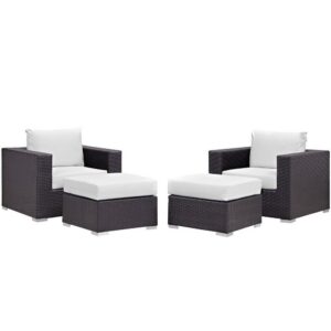 Convene 4 Piece Outdoor Patio Sectional Set in Espresso White by Modway