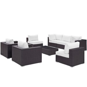 Convene 8 Piece Outdoor Patio Sectional Set in Espresso White by Modway