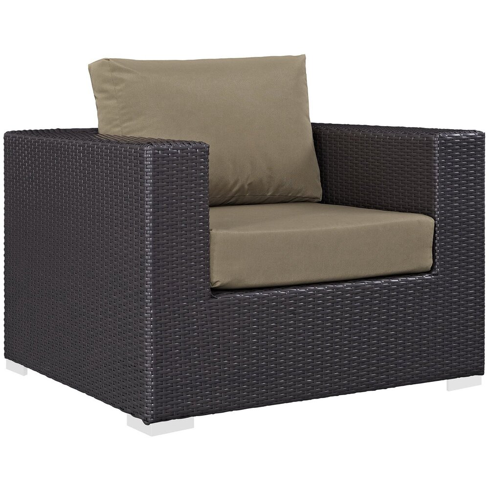 Convene 6 Piece Outdoor Patio Sectional Set in Espresso Mocha by Modway - Image 4