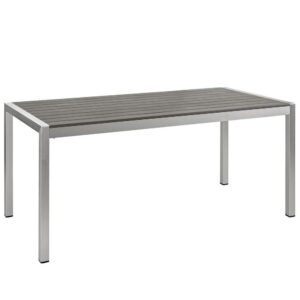Shore Outdoor Patio Aluminum Dining Table in Silver Gray by Modway