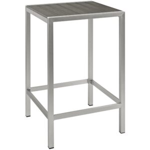 Shore Outdoor Patio Aluminum Bar Table in Silver Gray by Modway