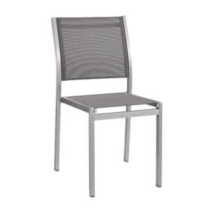 Shore Outdoor Patio Aluminum Side Chair in Silver Gray by Modway