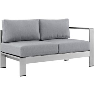 Shore Right-Arm Corner Sectional Outdoor Patio Aluminum Loveseat in Silver Gray by Modway