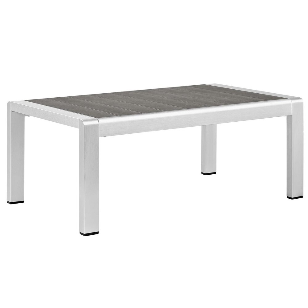 Shore Outdoor Patio Aluminum Coffee Table in Silver Gray by Modway