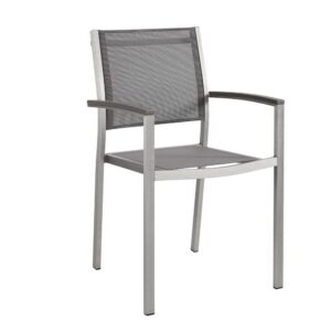 Shore Outdoor Patio Aluminum Dining Chair in Silver Gray by Modway