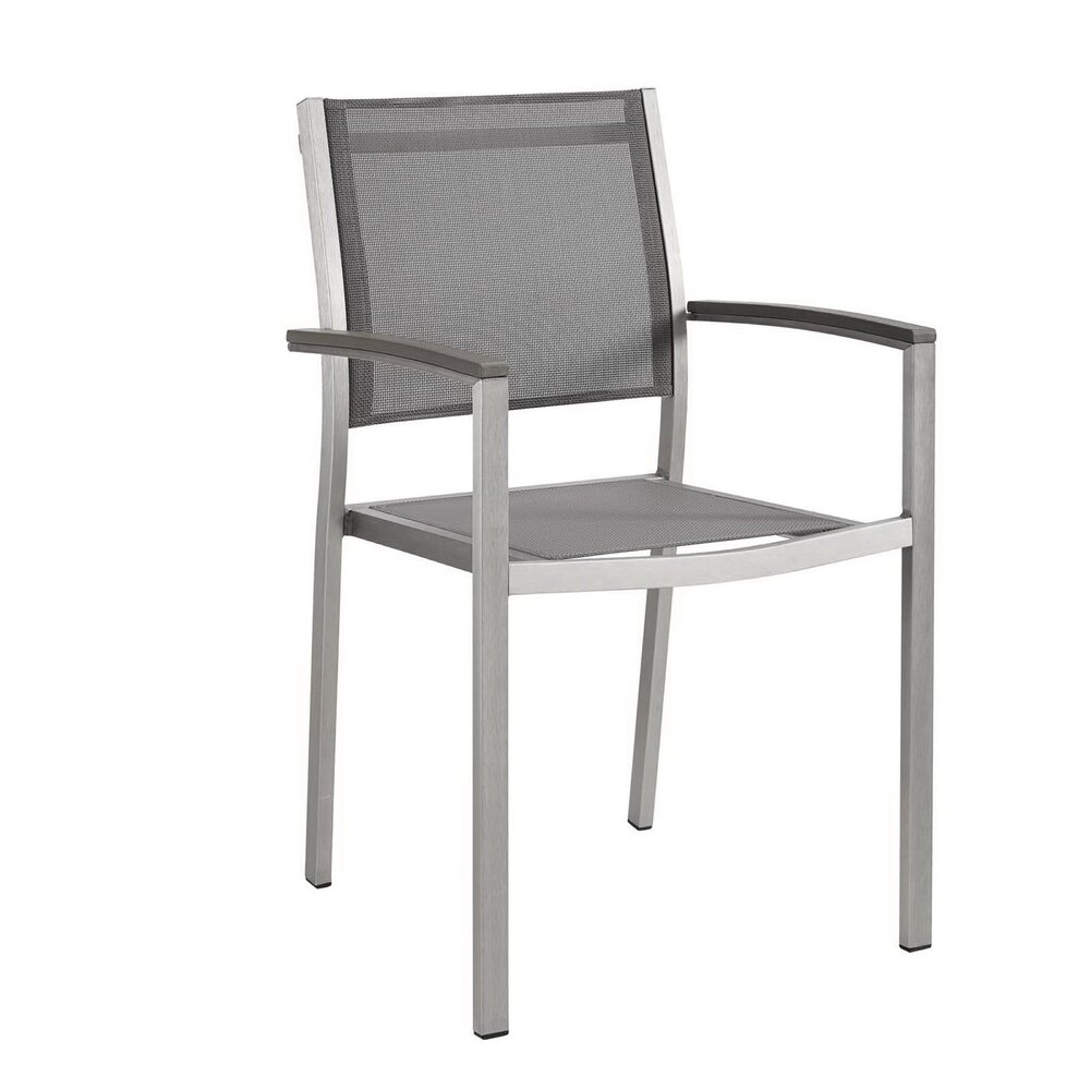 Shore Outdoor Patio Aluminum Dining Chair in Silver Gray by Modway