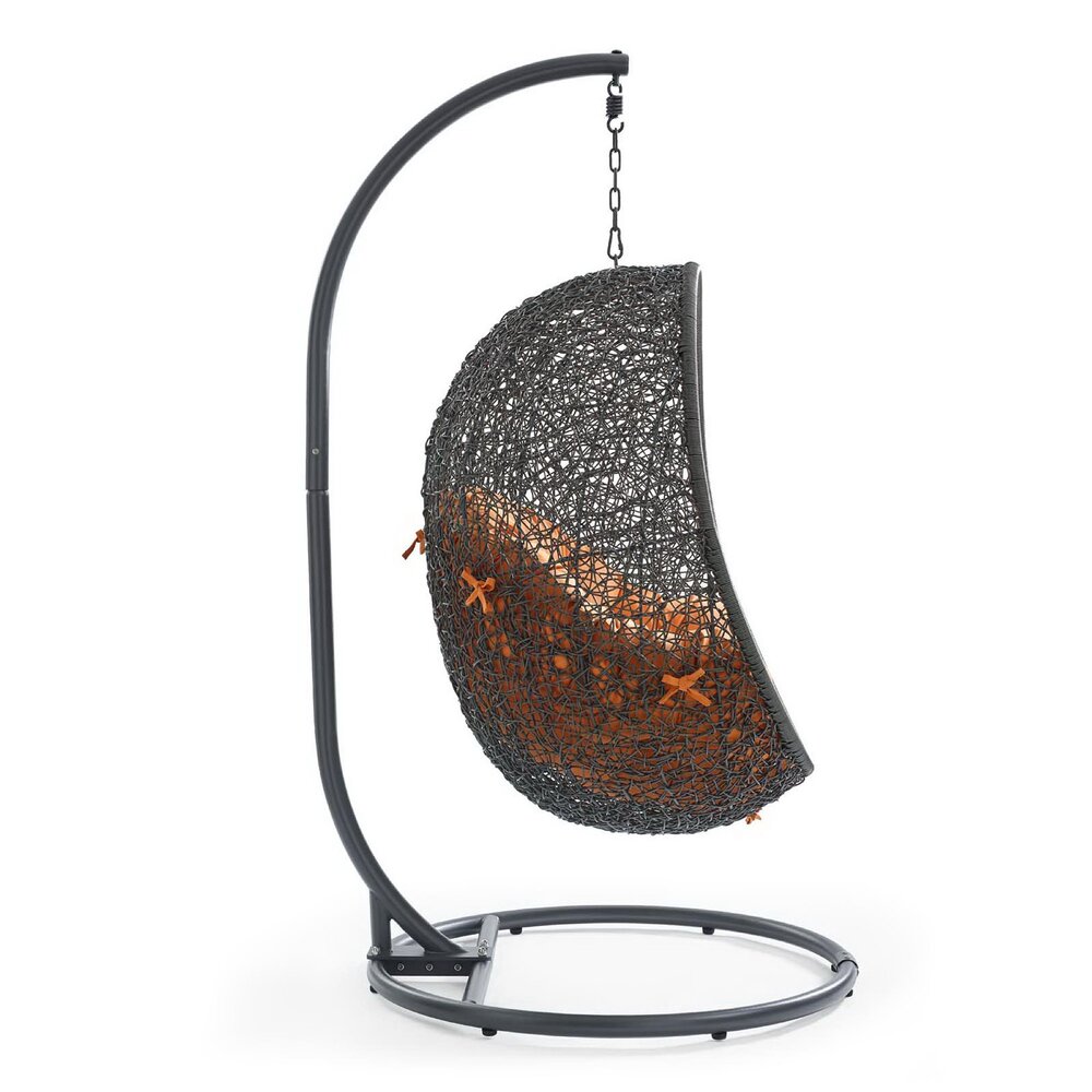 Hide Outdoor Patio Swing Chair With Stand in Gray Orange by Modway - Image 2