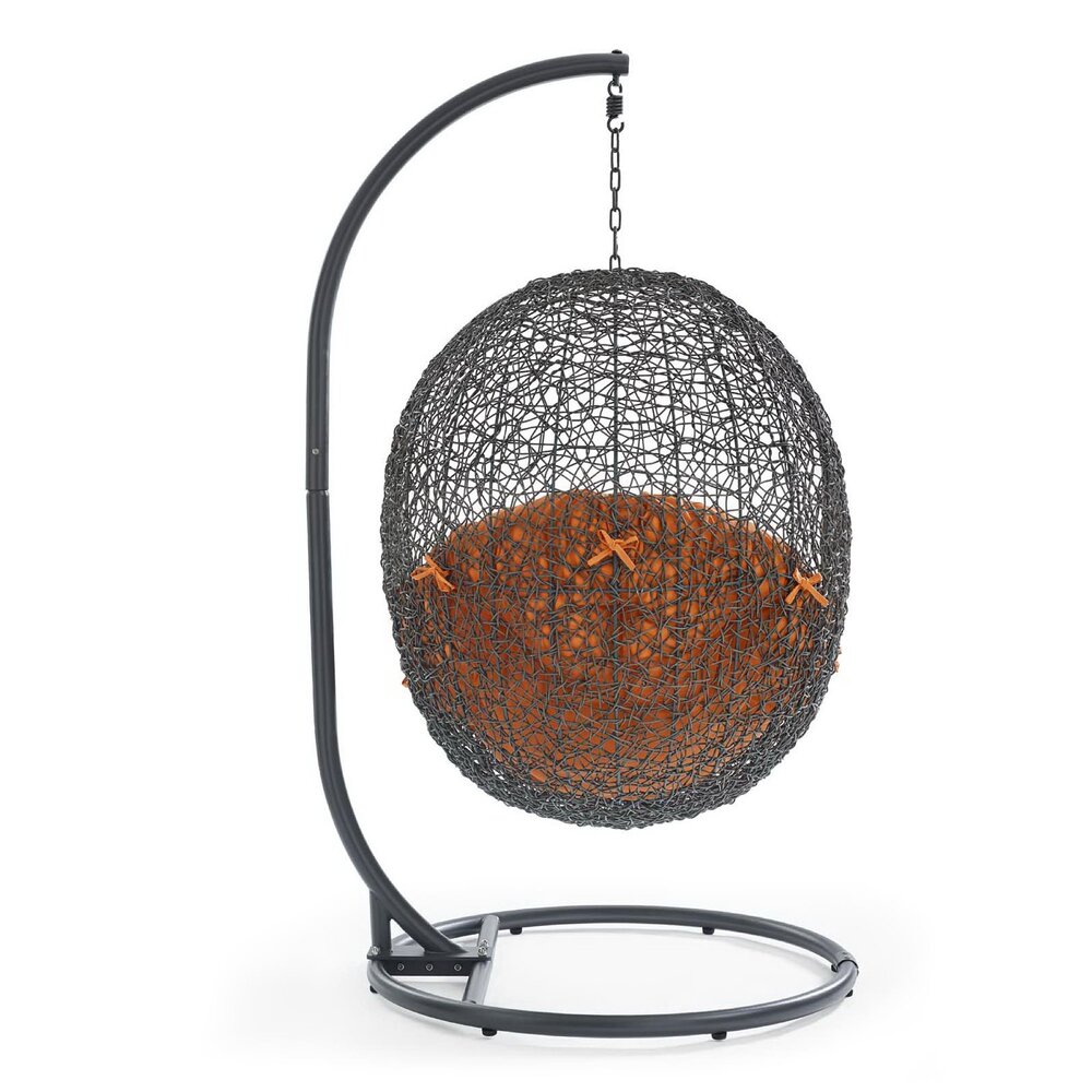 Hide Outdoor Patio Swing Chair With Stand in Gray Orange by Modway - Image 3