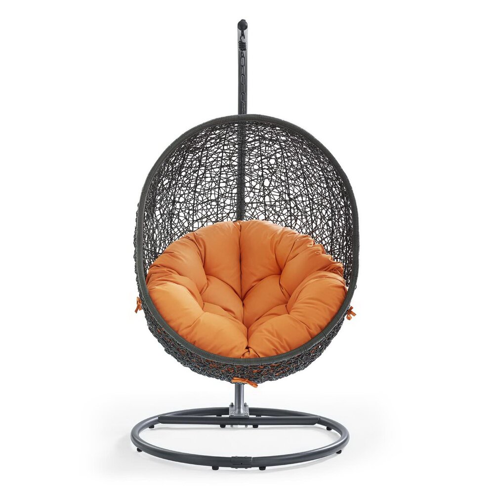 Hide Outdoor Patio Swing Chair With Stand in Gray Orange by Modway - Image 4