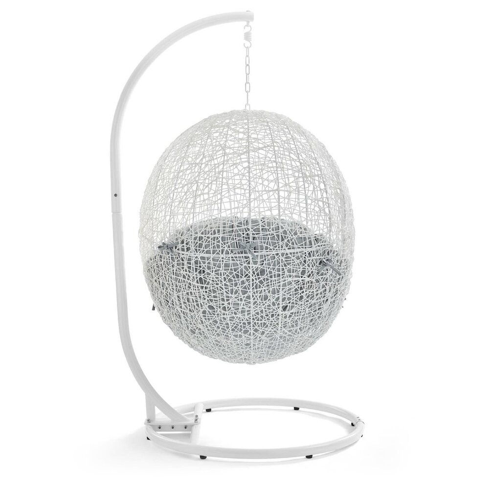 Hide Outdoor Patio Swing Chair With Stand in White Gray by Modway - Image 3