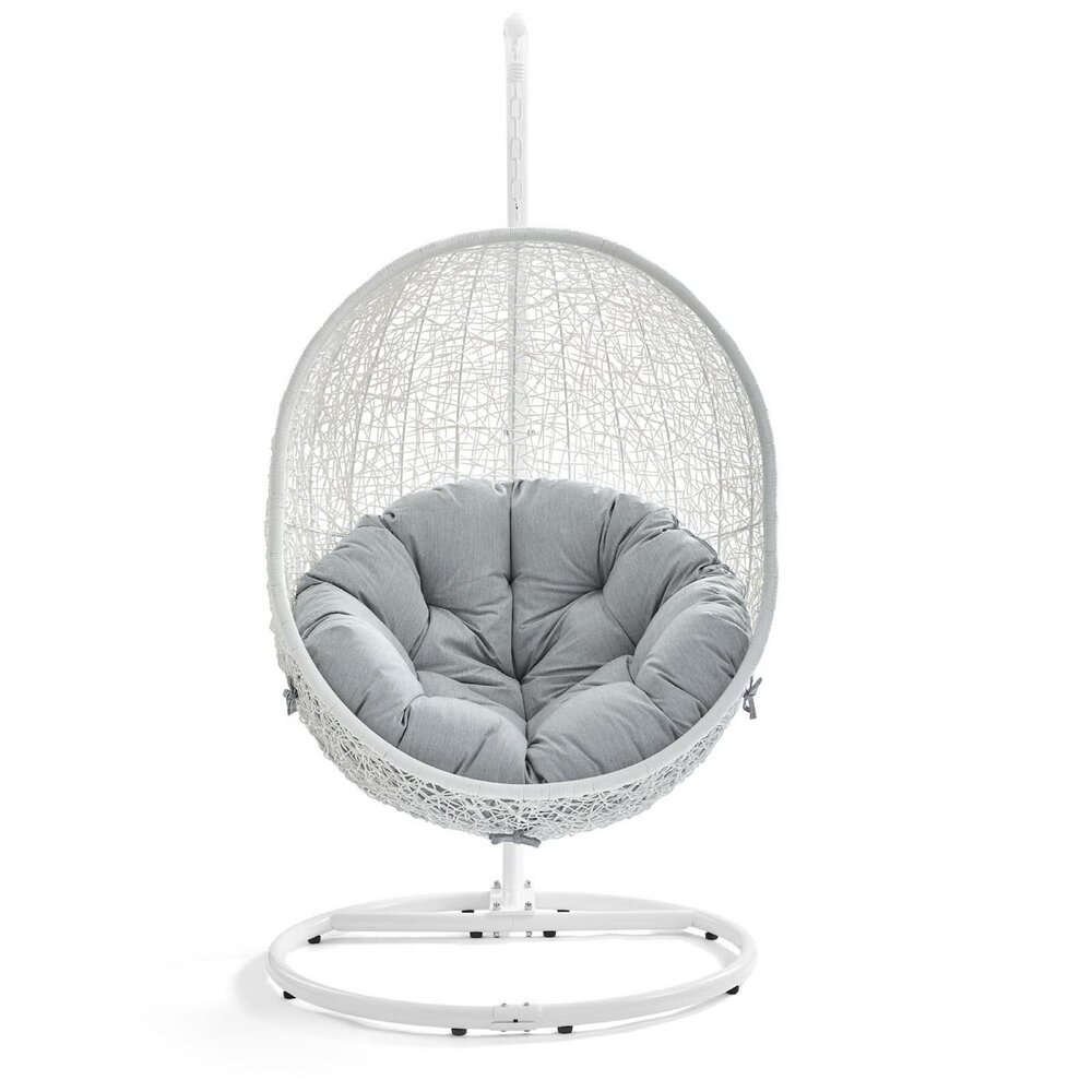 Hide Outdoor Patio Swing Chair With Stand in White Gray by Modway - Image 4
