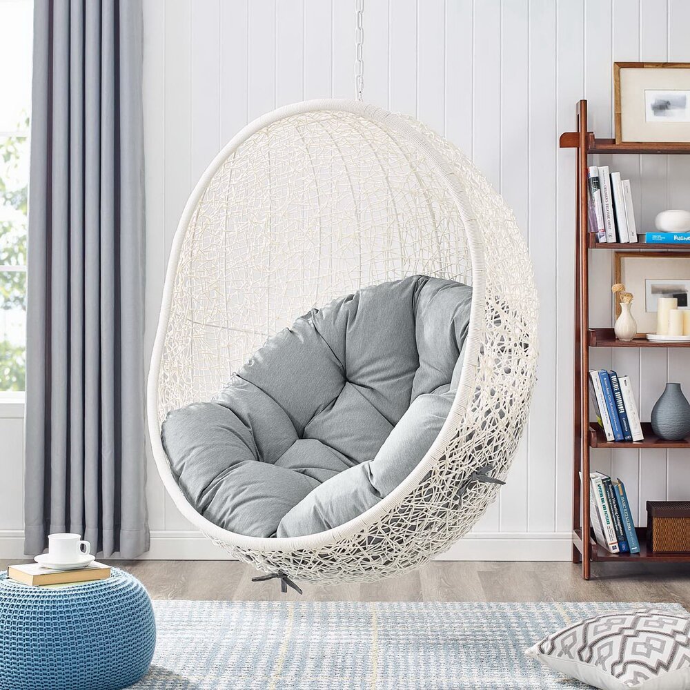 Hide Outdoor Patio Swing Chair With Stand in White Gray by Modway - Image 8