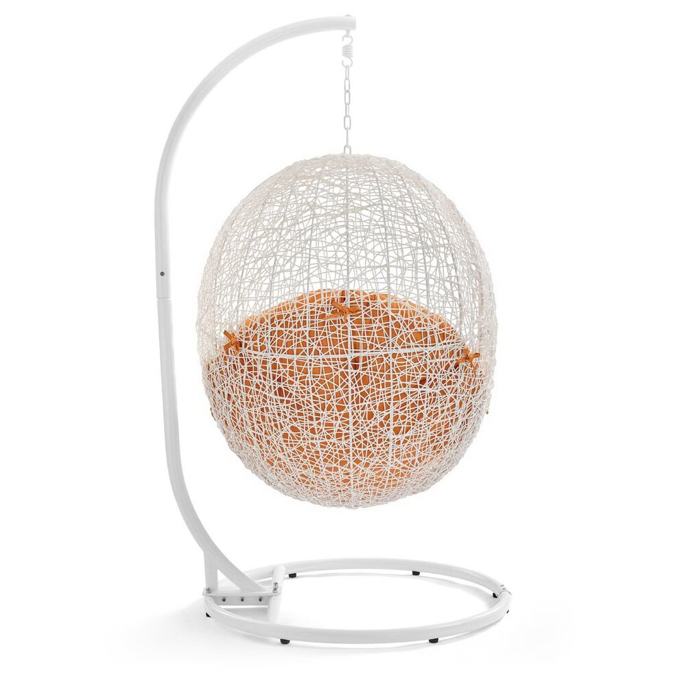 Hide Outdoor Patio Swing Chair With Stand in White Orange by Modway - Image 3