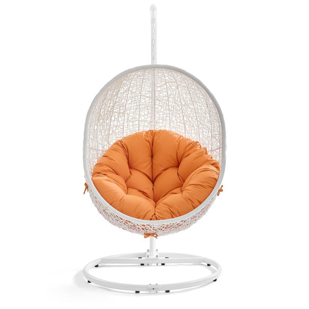 Hide Outdoor Patio Swing Chair With Stand in White Orange by Modway - Image 4
