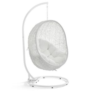 Hide Outdoor Patio Swing Chair With Stand in White by Modway
