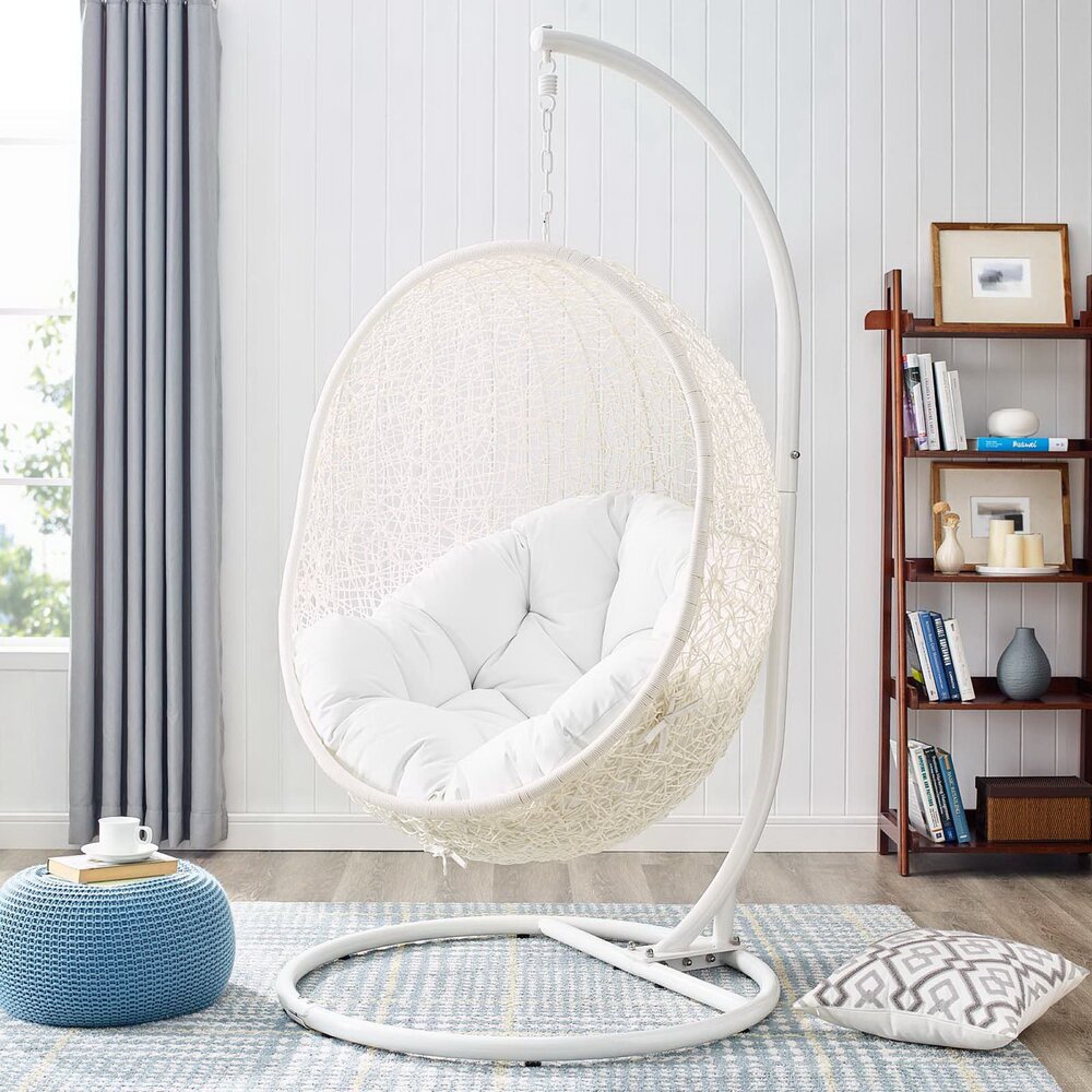 Hide Outdoor Patio Swing Chair With Stand in White by Modway - Image 6