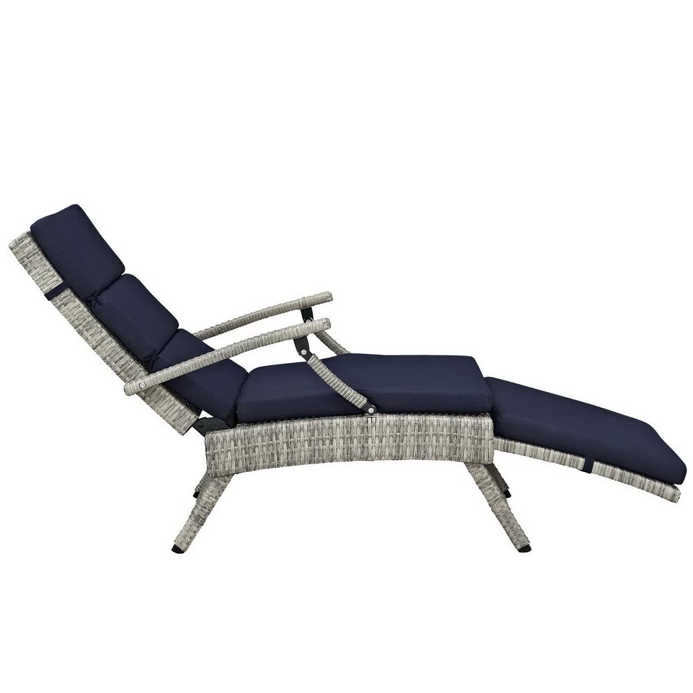 Envisage Chaise Outdoor Patio Wicker Rattan Lounge Chair in Light Gray Navy by Modway - Image 7