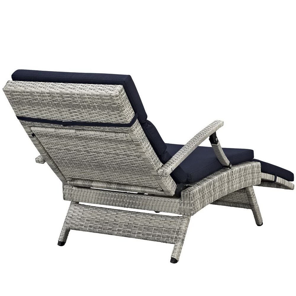 Envisage Chaise Outdoor Patio Wicker Rattan Lounge Chair in Light Gray Navy by Modway - Image 8