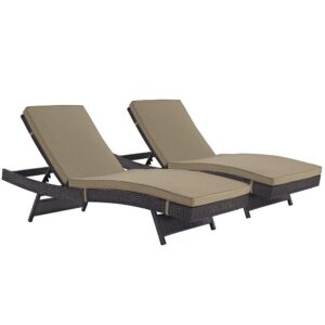 Convene Outdoor Patio Chaise Set of 2 in Espresso Mocha by Modway