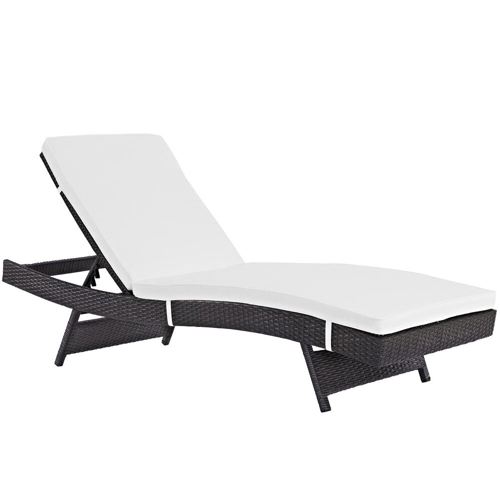 Convene Outdoor Patio Chaise Set of 4 in Espresso White by Modway - Image 2