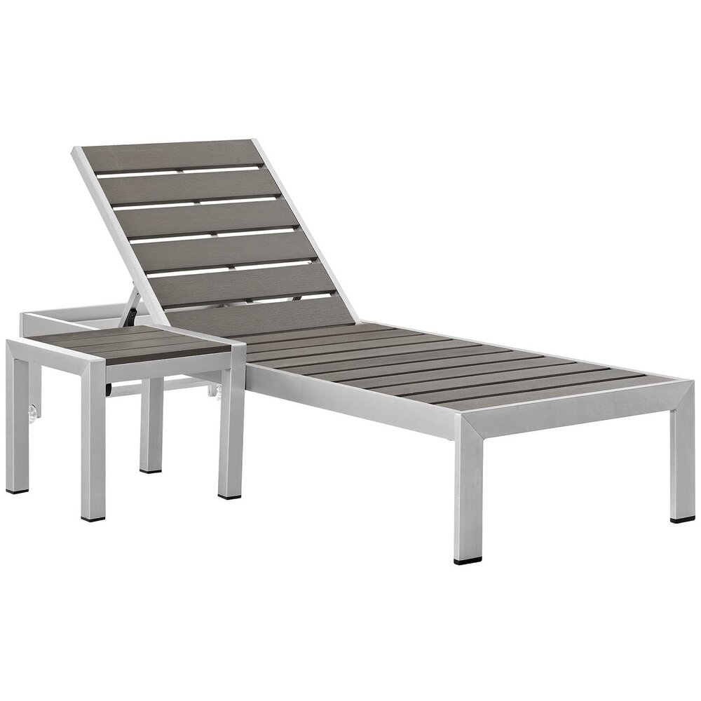 Shore 2 Piece Outdoor Patio Aluminum Set in Silver Gray by Modway