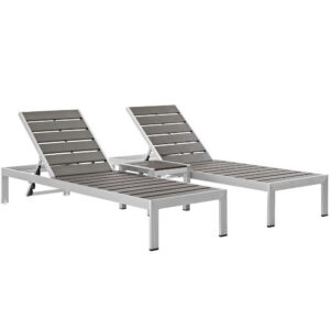 Shore 3 Piece Outdoor Patio Aluminum Set in Silver Gray by Modway