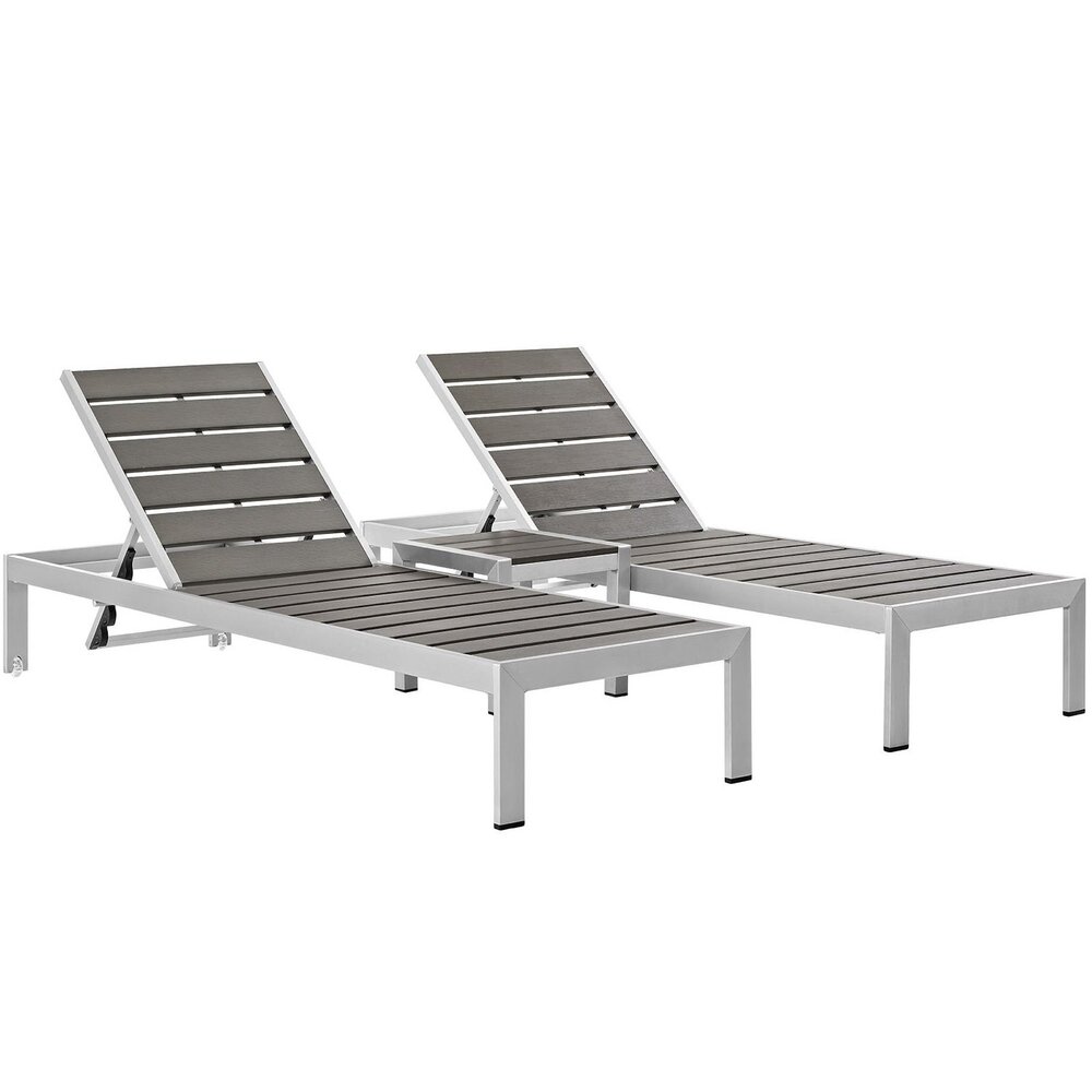 Shore 3 Piece Outdoor Patio Aluminum Set in Silver Gray by Modway